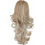 Extensie de par coada dreapta usor ondulata la varfuri cu cleste 55cm Blond Inchis cu Blond White Cod 0202L85H60